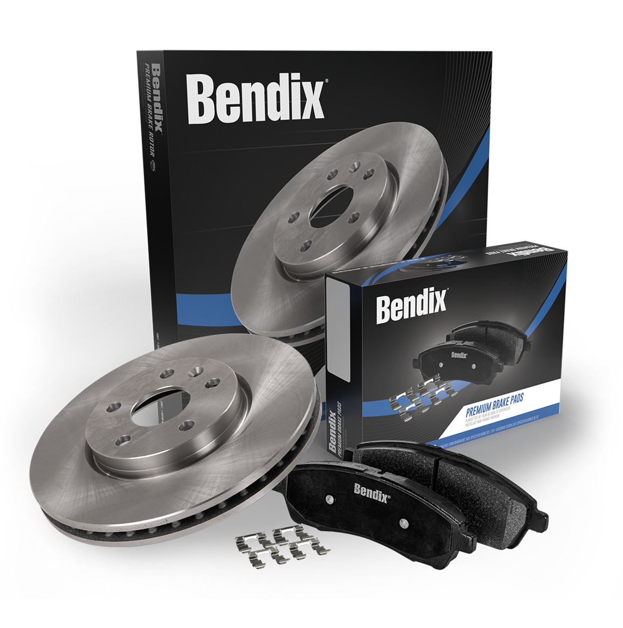 Bendix Premium Copper Free CFM1609A Premium Copper Free Semi-Metallic Brake Pad with Installation Hardware Front 